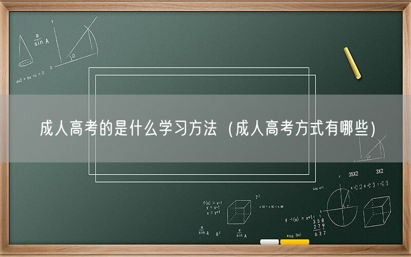 成人高考学习方法及方式