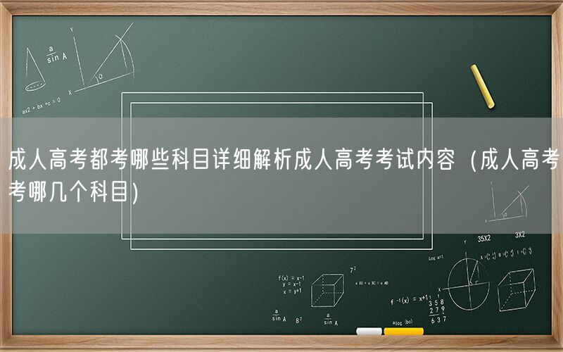 成人高考科目详解内容